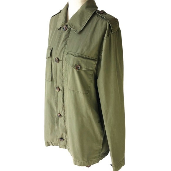 Banana Republic Women’s Army Green Button Down Lightweight Military Cargo Jacket - Picture 3 of 14
